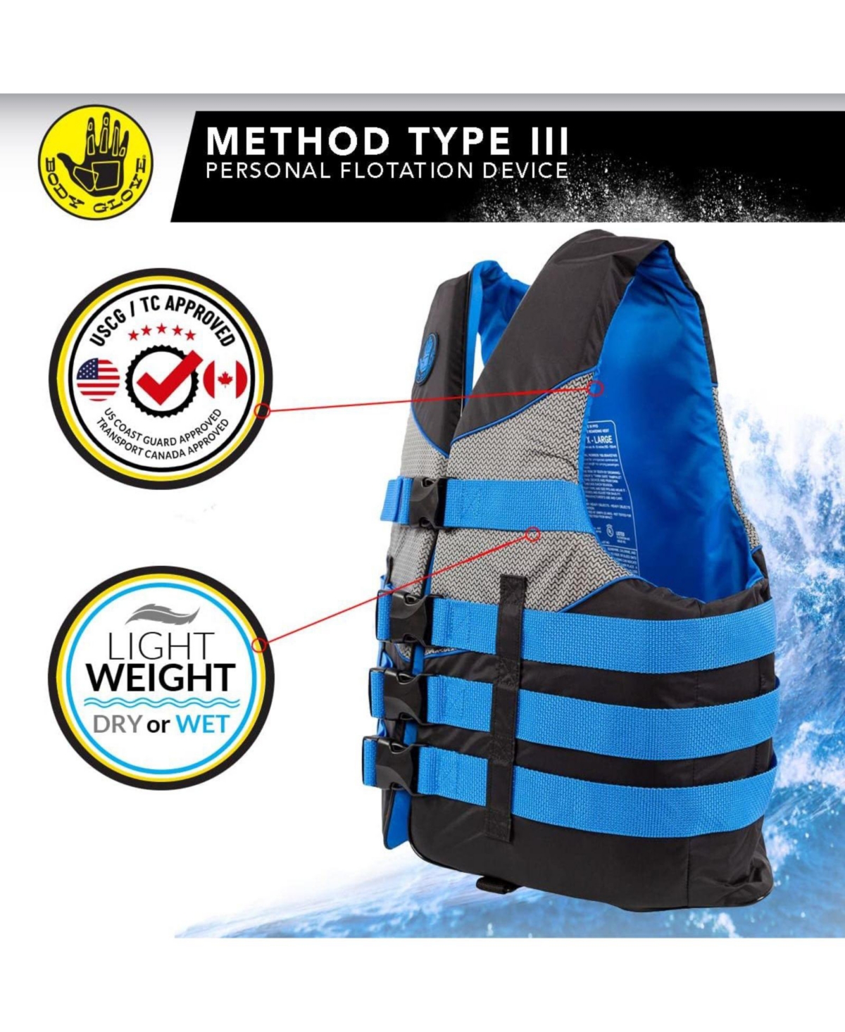 Body Glove Pfd Life Vest, Uscg Approved Type Iii Lightweight Safety Life Jacket