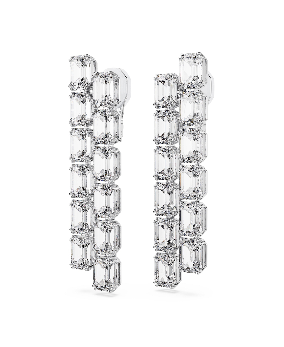 Swarovski Octagon Cut White Rhodium Plated Millenia Clip Earrings