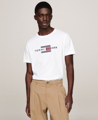 Tommy Hilfiger - Men's Short Sleeve Crewneck Flag Embroidered Logo T-Shirt