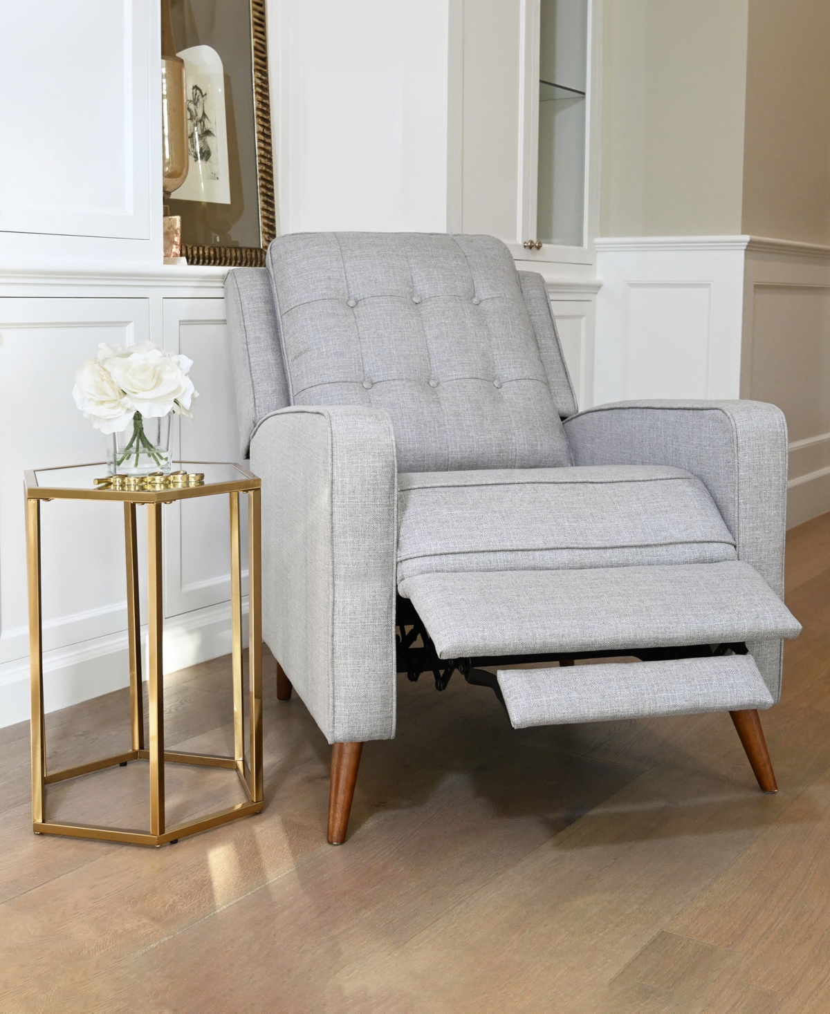 ABBYSON LIVING 38" MID-CENTURY FABRIC PUSHBACK RECLINER 