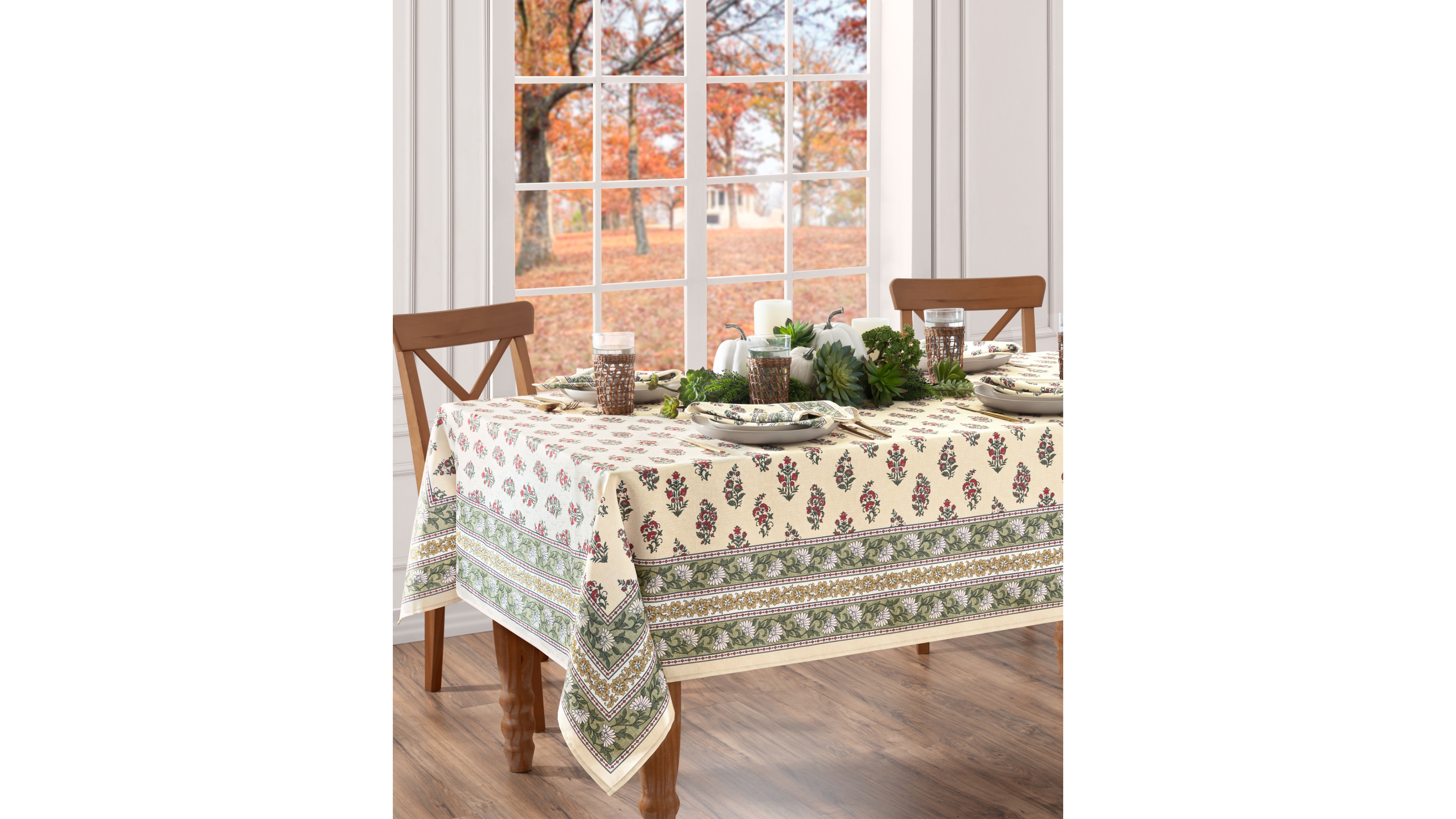 Elrene Nomad Harvest Block Print Rectangle Tablecloth, 60" x 120"