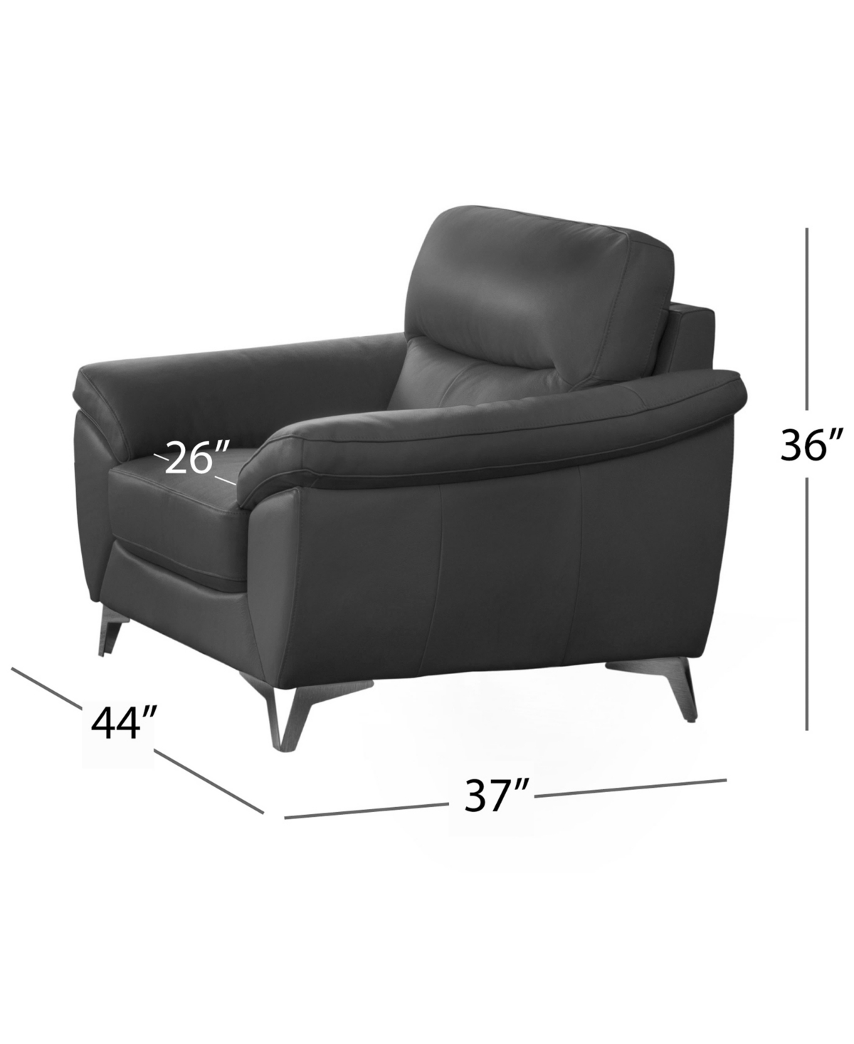 Shop Abbyson Living 44" Top Grain Leather Chair In Dark Gray