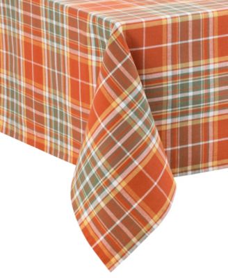 Hawley Plaid Harvest Cotton Rectangle Tablecloth, 60" x 102"	