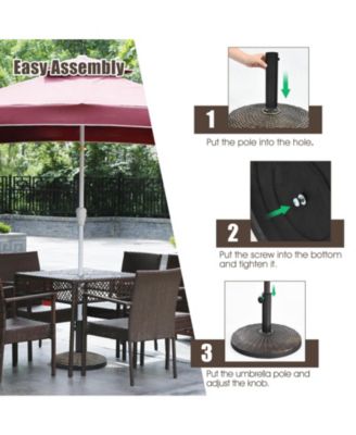 22Lbs Patio Resin Umbrella Base with Wicker Style for Outdoor Use