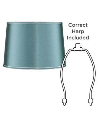 Soft Teal Medium Drum Lamp Shade 14" Top x 16" Bottom x 11" High x 11" Slant (Spider) Replacement with Harp