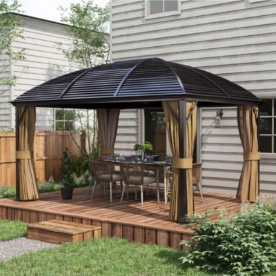 10' x 13' Hardtop Gazebo Canopy w/ Steel Roof, Sidewalls,