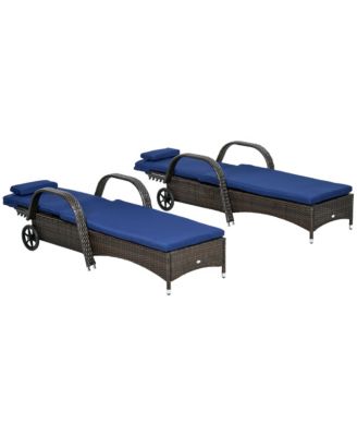 Outdoor PE Rat Sun Bathing Chair w/ Cushion & Pillow,