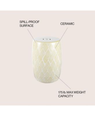 Moroccan Diamonds 18" Ceramic Drum Garden Stool, Yellow