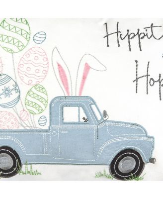 Easter Egg "Hippity Hoppity" Spring Themed Pickup Truck Embroidered Accent Pillow, 13" x 20"