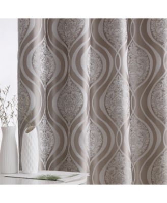 Montero Damask 100% Complete Blackout Shading Thermal Insulated Energy Efficient Heat/Cold Blocking Grommet Heavy Curtain Drapery Panels for Living Room, 2 Panels