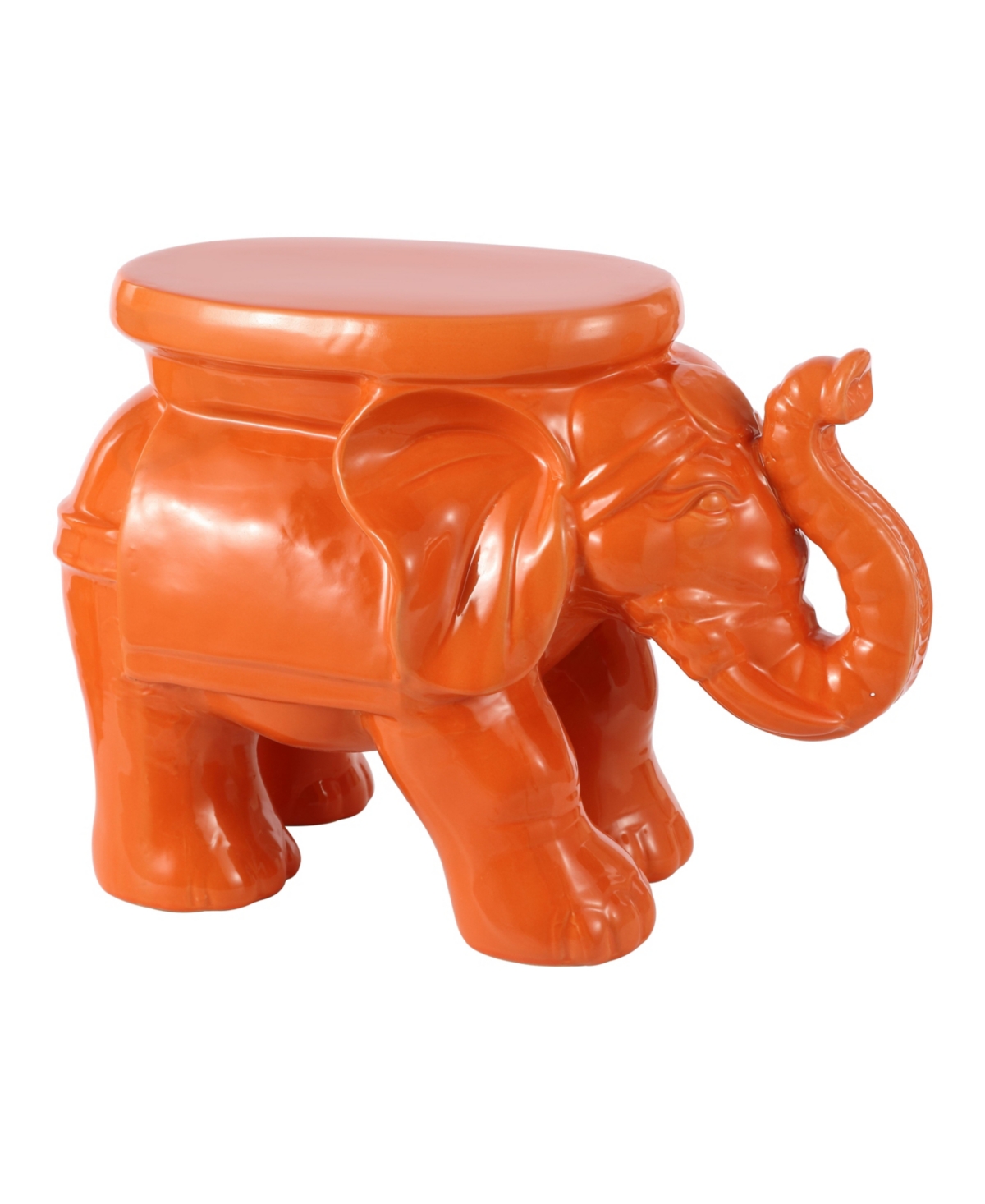 White Elephant 14.25" Ceramic Garden Stool, Red - Green