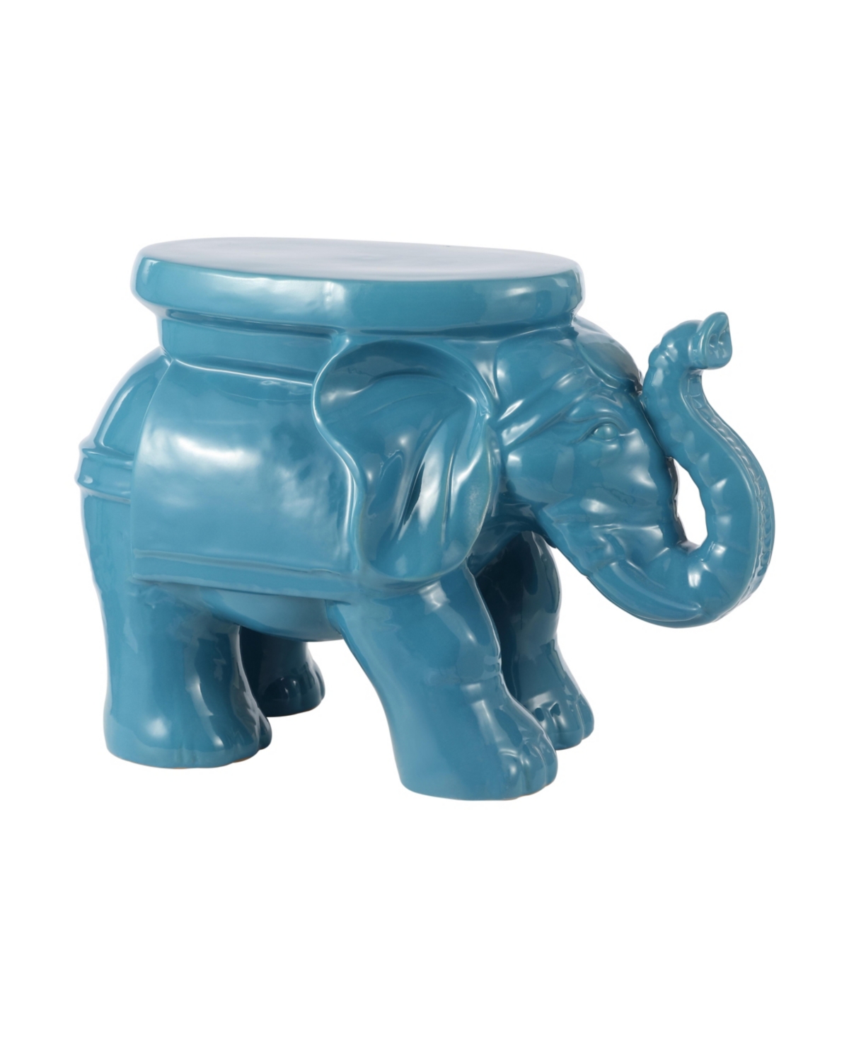 White Elephant 14.25" Ceramic Garden Stool, Red - Green