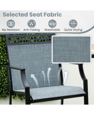 Outdoor Counter Stools Set of 2 with Footrest & Armrests Metal Frame for Backyard