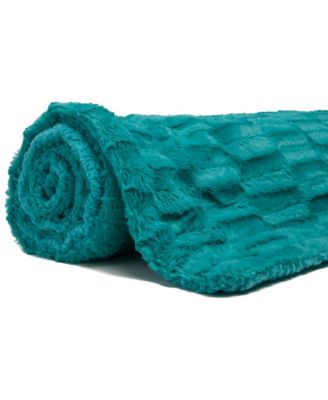 Premium Fuzzy Faux Fur Microfiber Polyester Reversible Throw Blanket, Throw