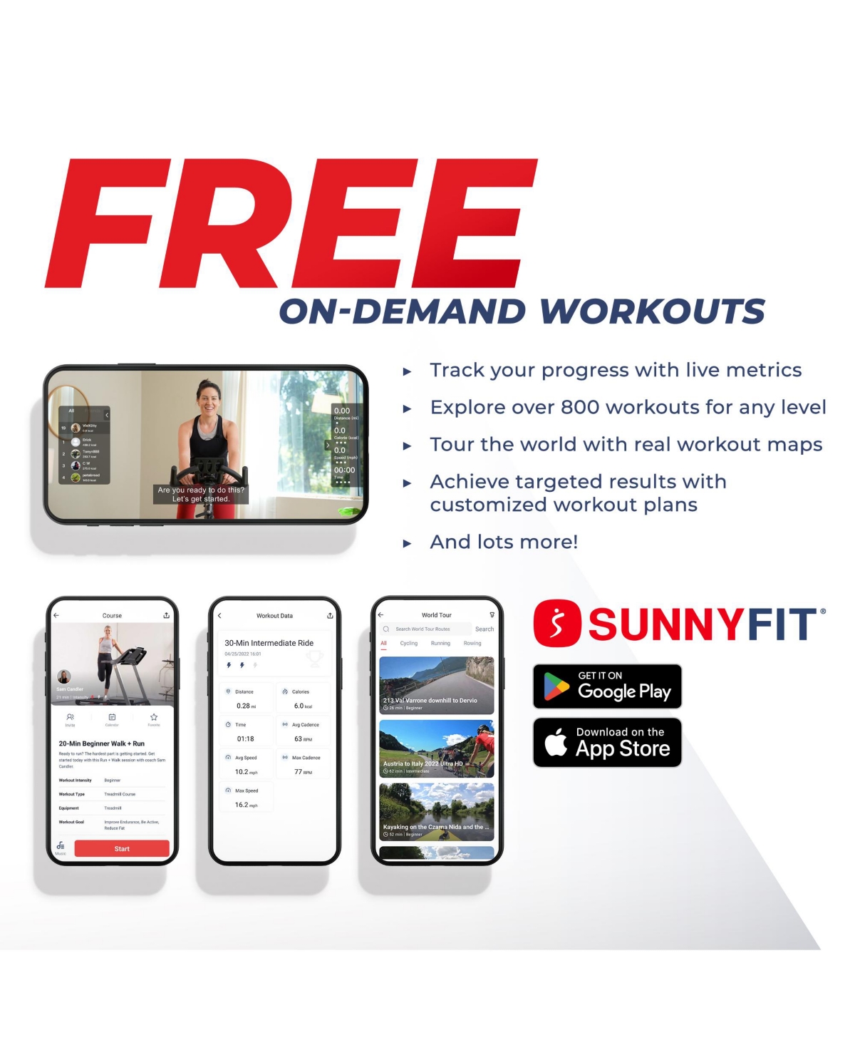 Sunny Health & Fitness Performance Smart Upright Exercise Bike