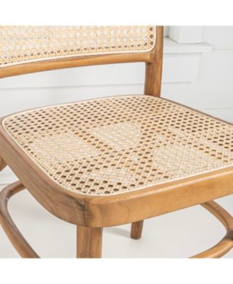 Colmar Mid-Century Vintage Wood Rattan Dining Chair, (Set of 2)