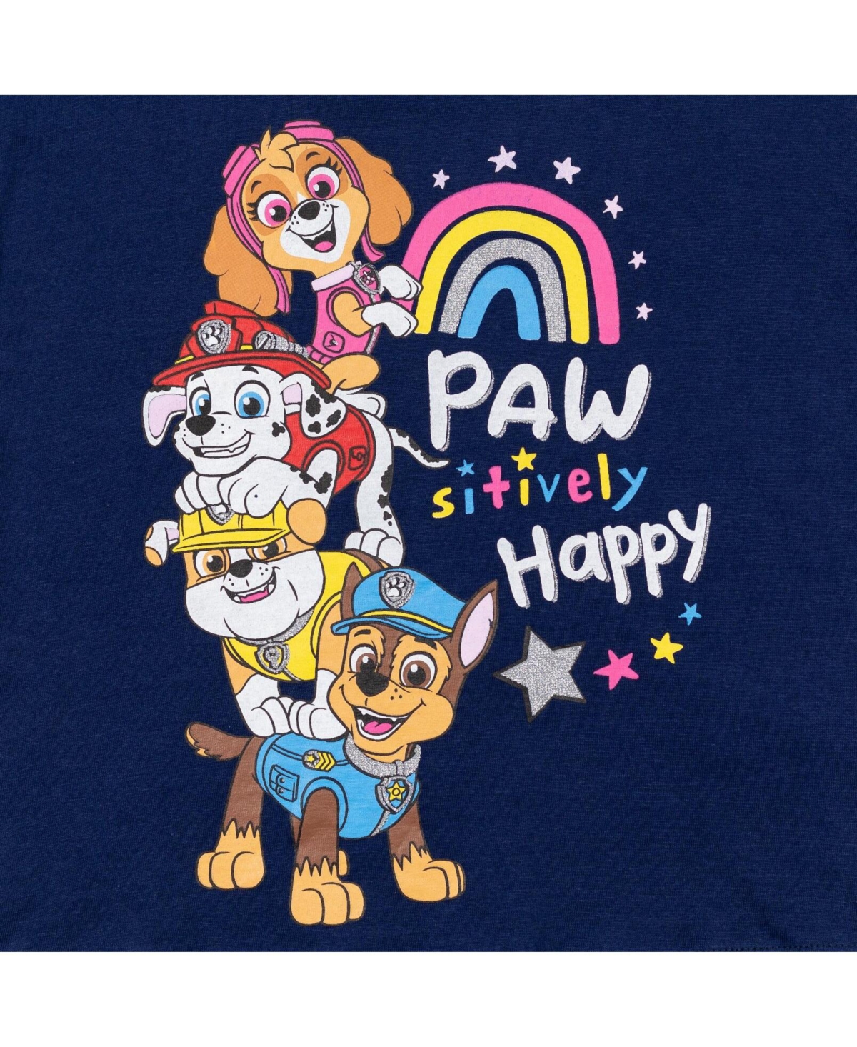 Paw Patrol Girls Everest Rubble Marshall 2 Pack T-Shirts to -/ pink