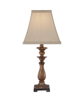 Alzano Cottage Accent Table Lamp 18" High Antique Distressed Light Bronze Square Shade for Bedroom Living Room Bedside Nightstand Office