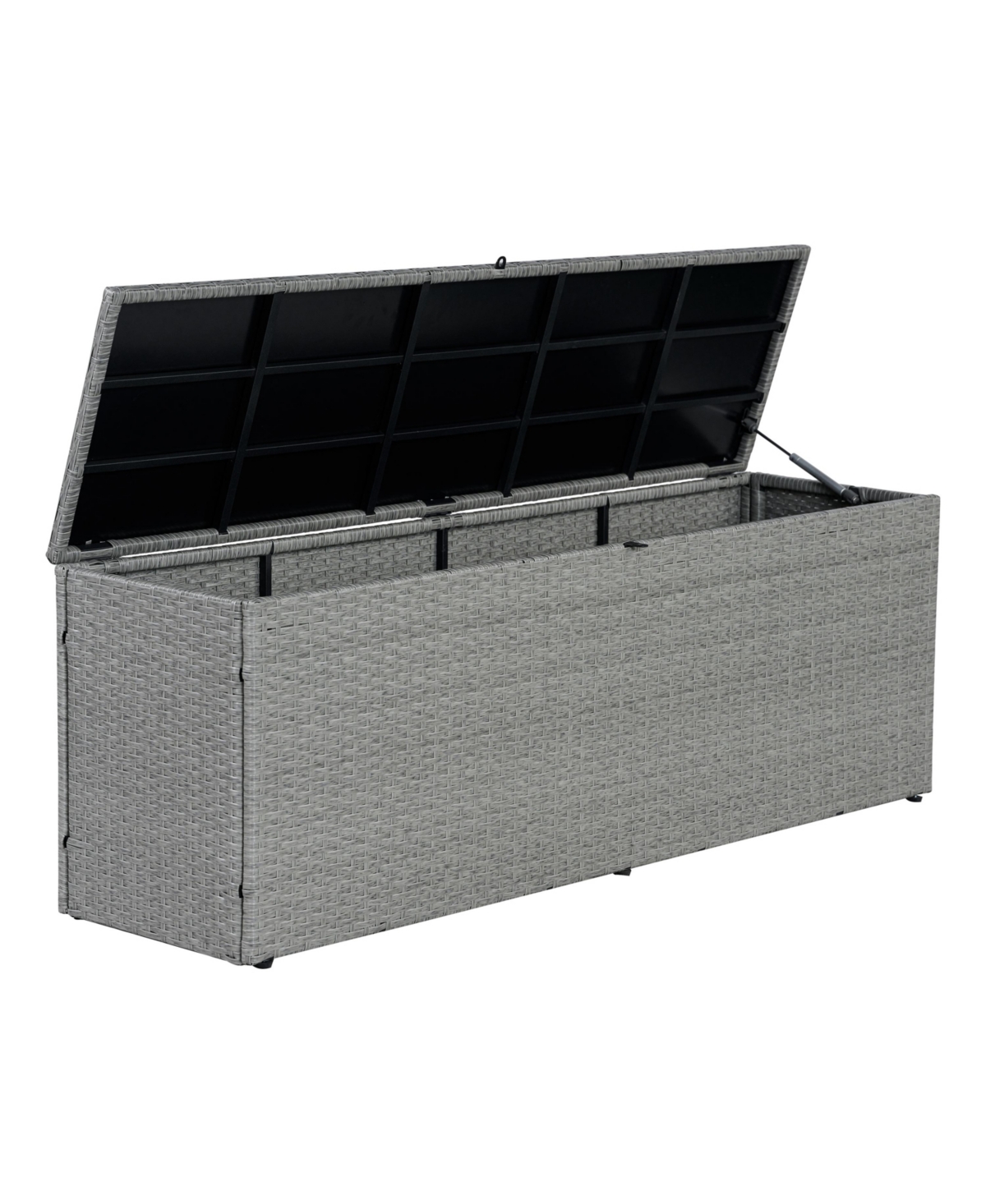 Nino 59.06" Modern Minimalist Outdoor Faux Wicker Deck and Patio Storage Box, Brown - Brown