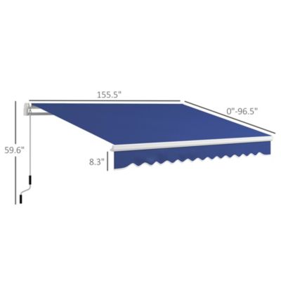 13' x 8' Manual Retractable Awning Sunshade Shelter, &