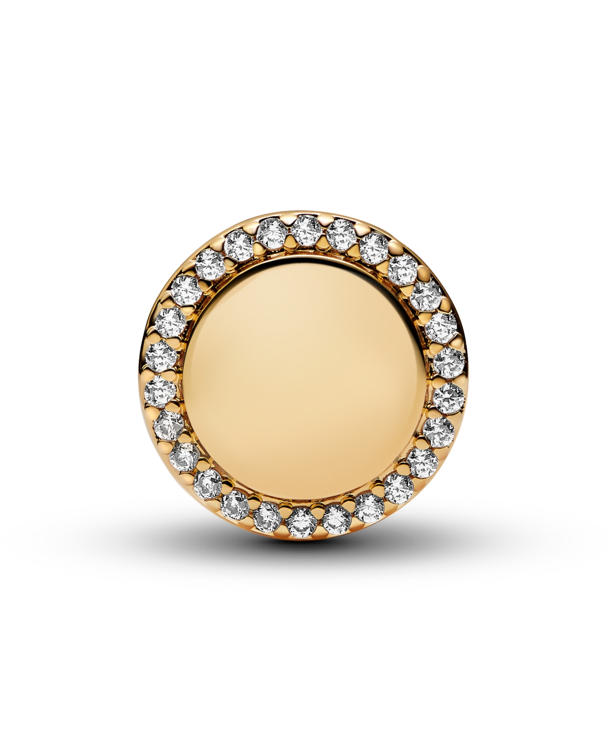 Pandora 14k Gold-plated Engravable Sparkling Button Charm In Gold