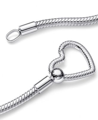 Sterling Silver Heart Closure Snake Chain Necklace