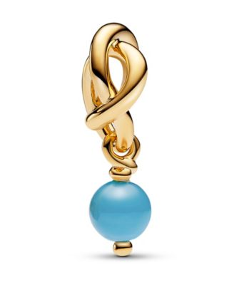 14K Gold-Plated Turquoise Blue Eternity Circle Dangle Charm