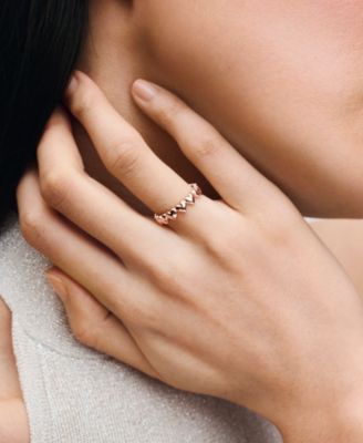 14k Rose Gold-plated Row of Hearts Ring