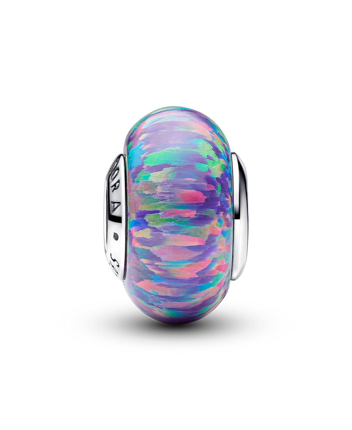 Pandora Sterling Silver Opalescent Purple Charm In Silver