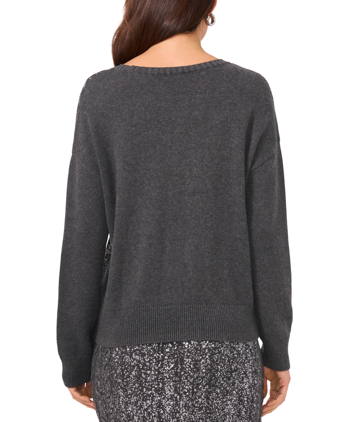 Vince Camuto Women's Cable-Knit Shine Crewneck Sweater