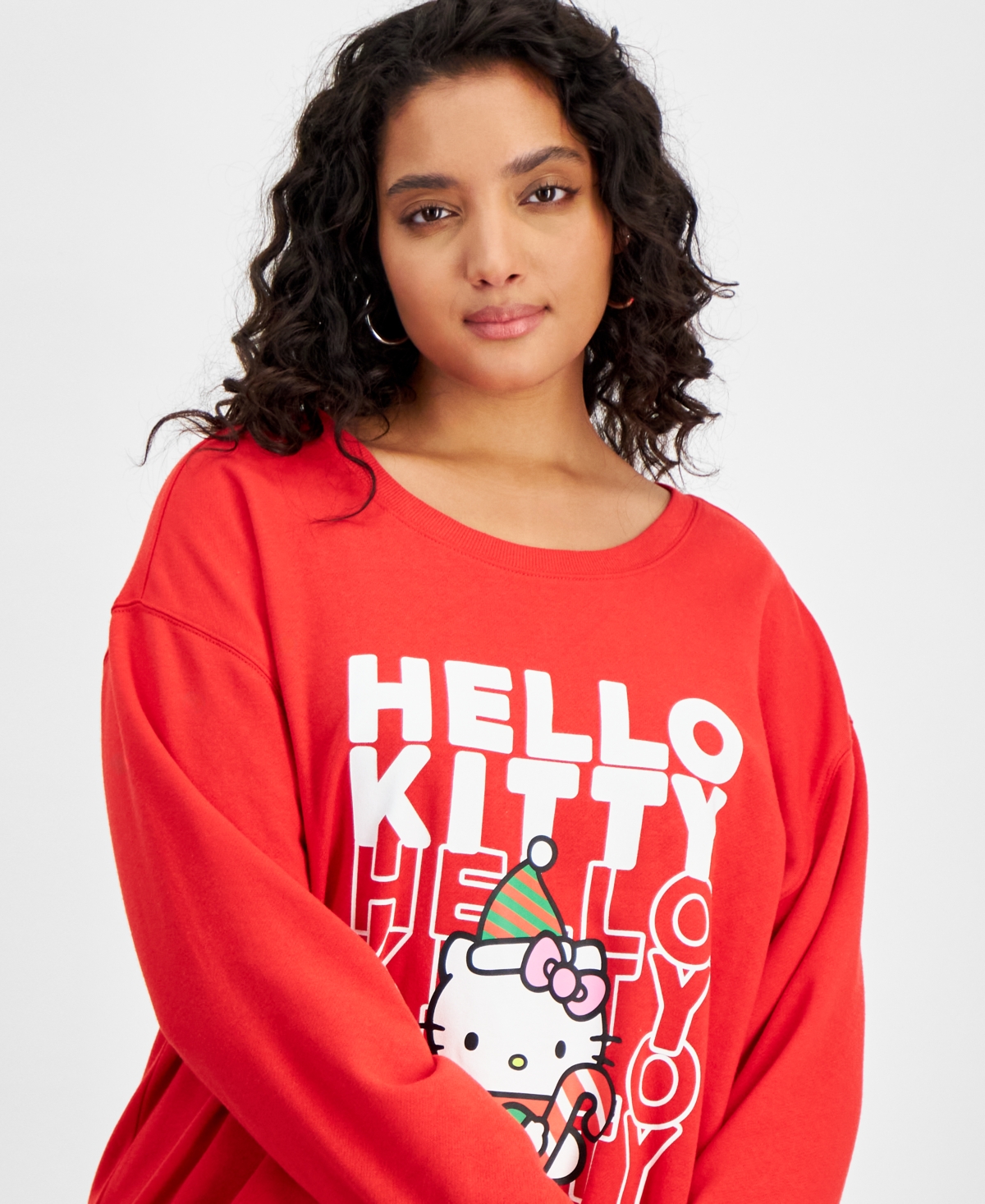 Love Tribe Trendy Plus Size Holiday Hello Kitty Sweatshirt