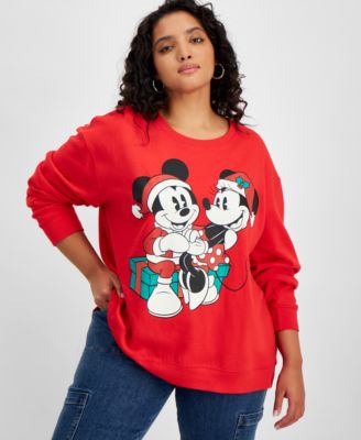 Disney - Trendy Plus Size Mickey and Minnie Graphic Print T-Shirt
