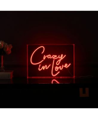 Crazy In Love Contemporary Glam Acrylic Box USB Operated LED Neon Light