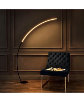 Enzo 68" Contemporary Minimalist Metal Arc Dimmable Integrated LED Floor Lamp, Black