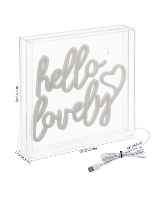 Hello Lovely Square Contemporary Glam Acrylic Box USB Operated LED Neon Light Lamp