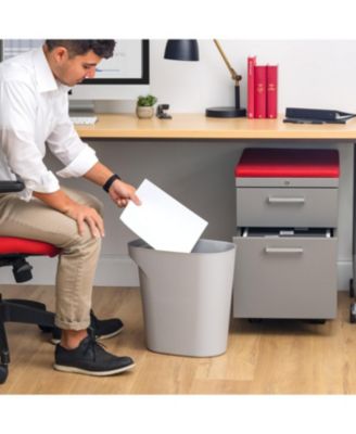 IRIS 6 Gallon Plastic Trash-Can for Bathroom-Kitchen-Bedroom, Gray, Set of 3