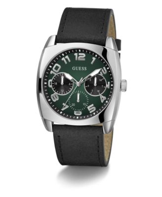 Men's Multi-Function Black Genuine Leather Watch 41mm