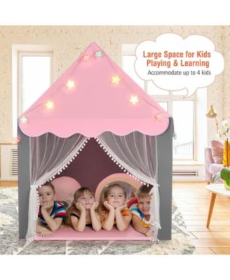 Kids Playhouse Tent with Star Lights and Mat
