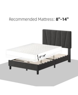 Queen Size Bed Frame with Adjustable Headboard, Linen Upholstered Platform Bedframe with Strong Wooden Slats, Mattress Foundation, No Box Spring Needed, Easy Assembly, Grey