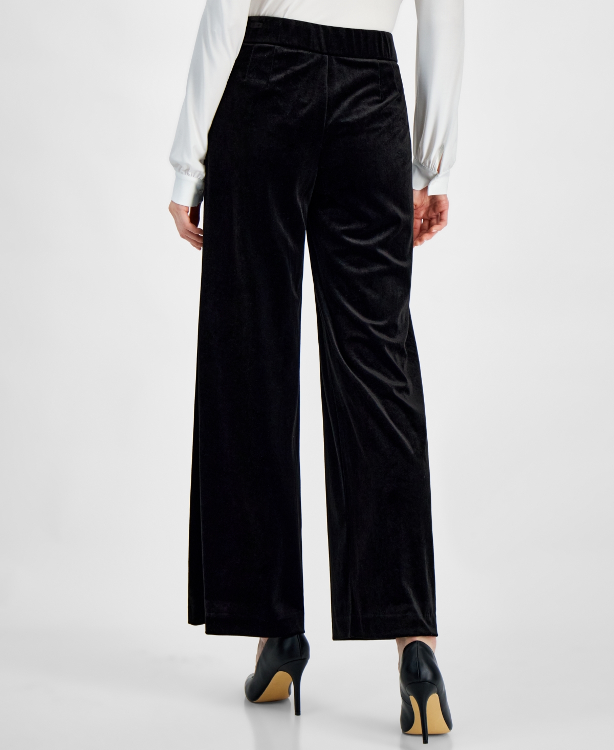 Tahari Asl Women's Mid-Rise Velvet Wide-Leg Pants