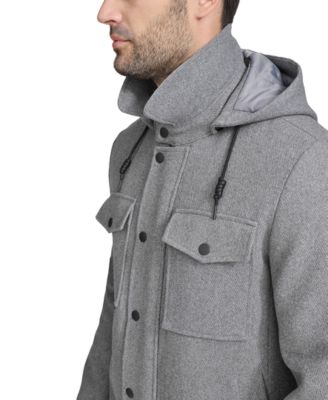 Men's Full-Zip Twill Field Jacket with Removable Hood 