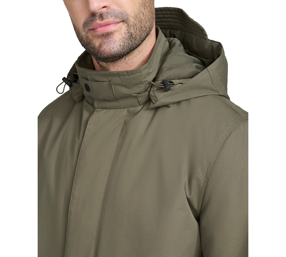 Cole Haan Men's Rain Coat With Removable Hood In Olive