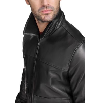 Men's Full-Zip Leather Bomber Jacket 