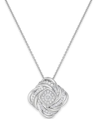 Macy's - Diamond Swirl Pendant Necklace (1/2 ct. t.w.) in Sterling Silver