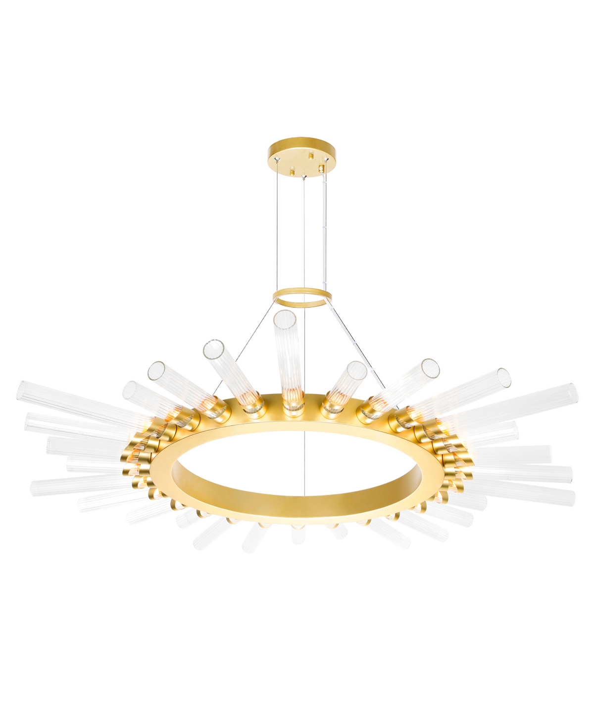 Shop Cwi Lighting 2" Metal Collar 28 Light Chandelier In Satin Gold