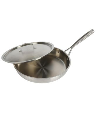 12 Inch Stainless Steel Triply Professional Grade Fry Pan w/ Stainless Lid