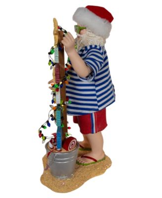10.5-Inch Fabrich&eacute; Beach Santa with Lighted Sign