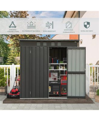 Streamdale Outdoor Metal Storage Shed with Sloping Roof and Lockable Door