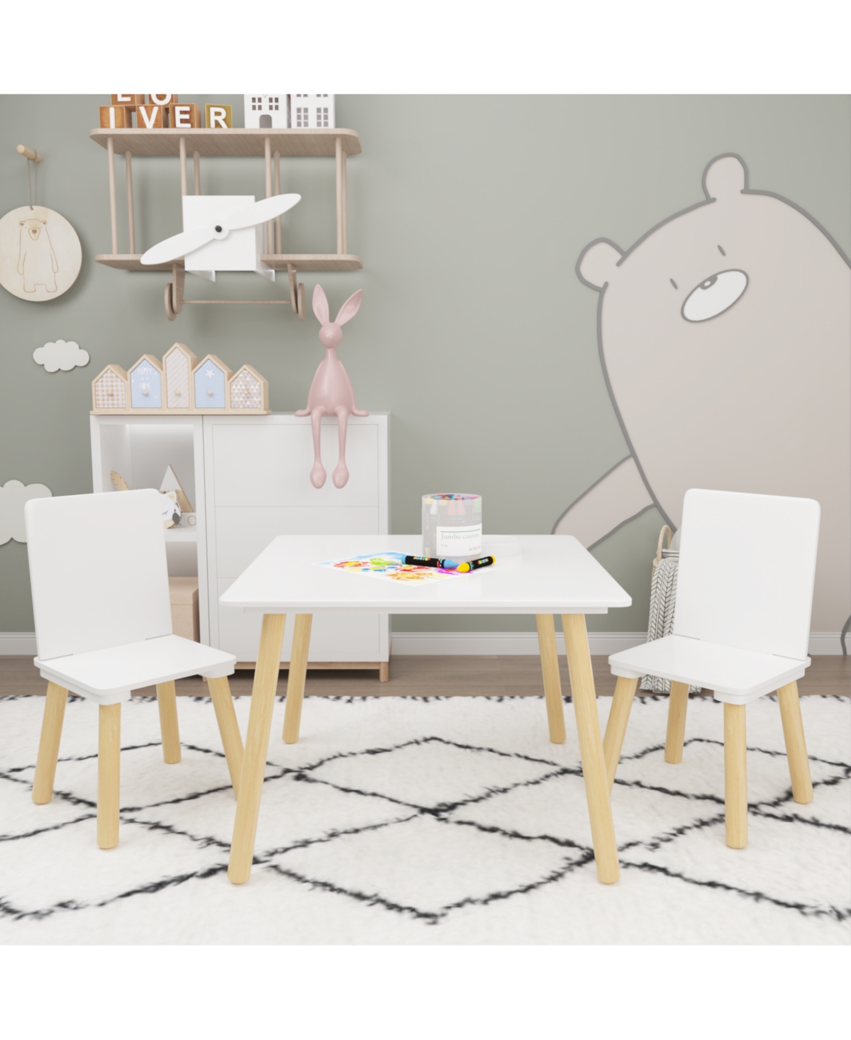 Streamdale Furniture Sturdy Kids Table and Chairs Set - White