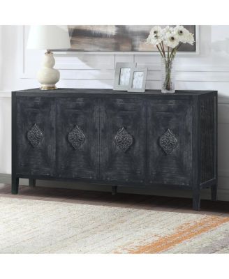 Floral Carved Door Handle, Antique Cabinet